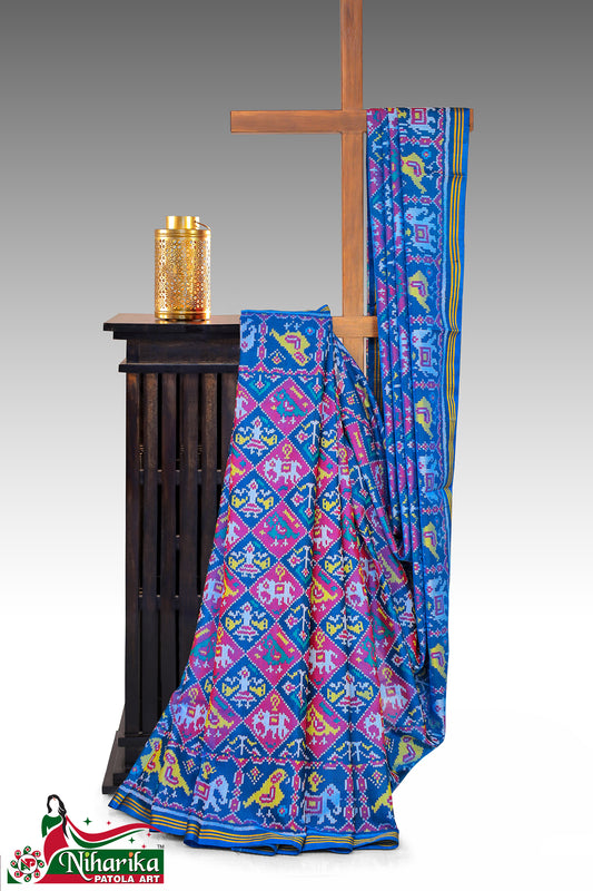 SMIPS-NK-B-01 | Narikunj Semi Ikkat Patola Saree