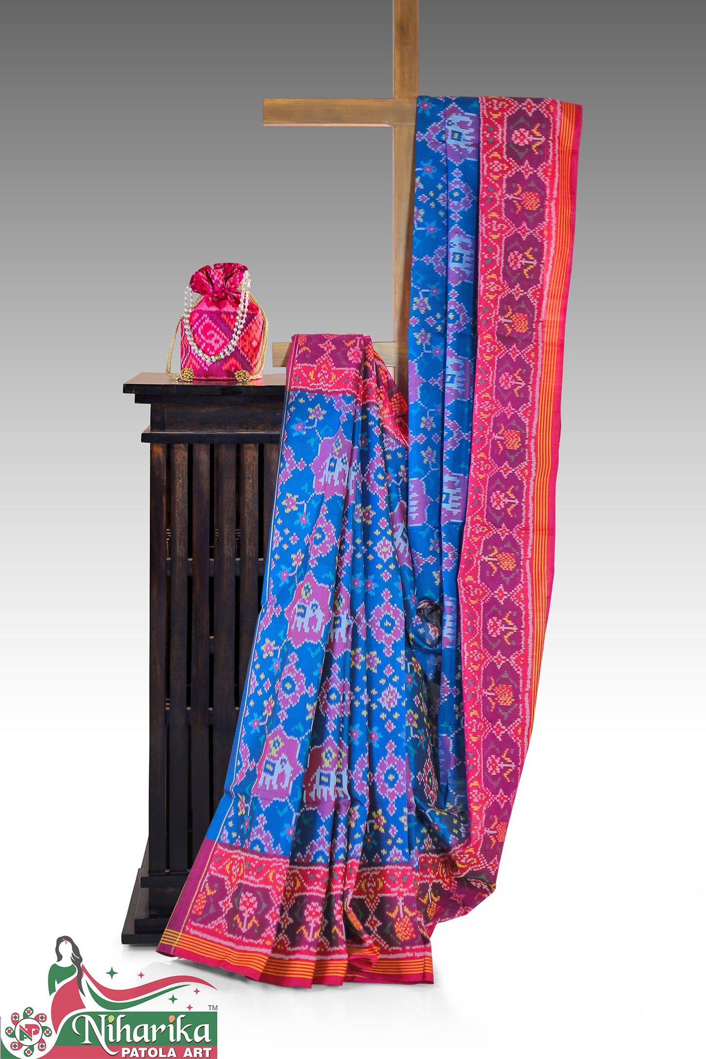 SMIPS-NV-BP-01 | Navratan Semi Ikkat Patola Saree