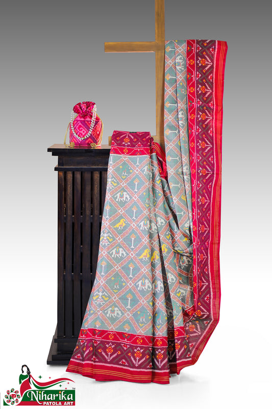 SMIPS-NK-WPr-01 | Narikunj Semi Ikkat Patola Saree