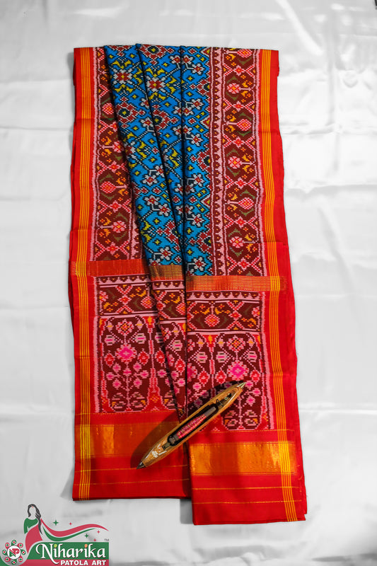 SMIPS-NV-BR-01 | Navratan Semi Ikkat Patola Saree