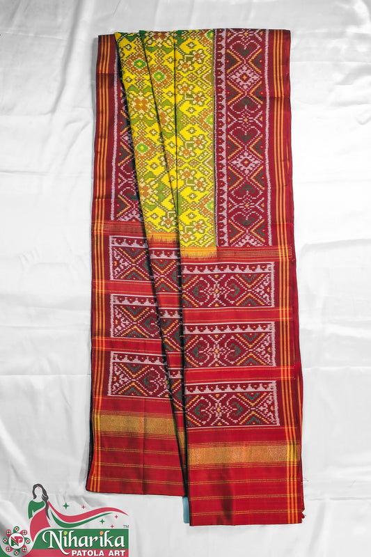 SMIPS-NV-YR-01 | Navratan Semi Ikkat Patola Saree