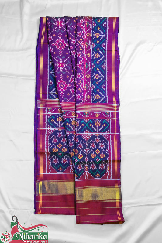 SMIPS-NV-Pr-01 | Navratan Semi Ikkat Patola Saree