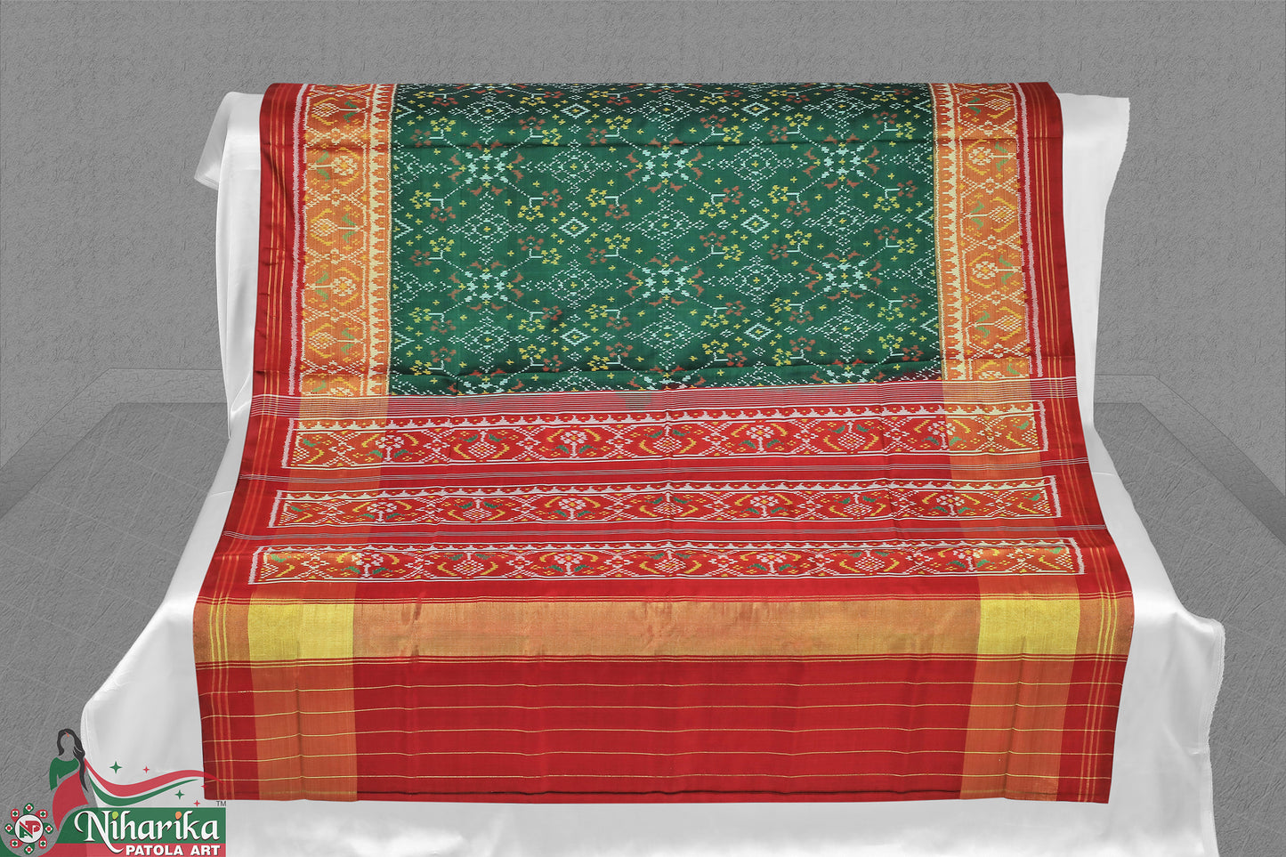 SIPS-NV-GR-01 | Navratan Single Ikkat Patola Saree (RAJKOTI)