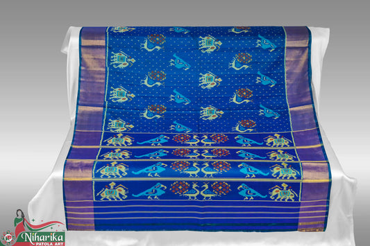 SIPS-TF-B-01 | Traditional Figure Design Single Ikkat Patola Saree (RAJKOTI)