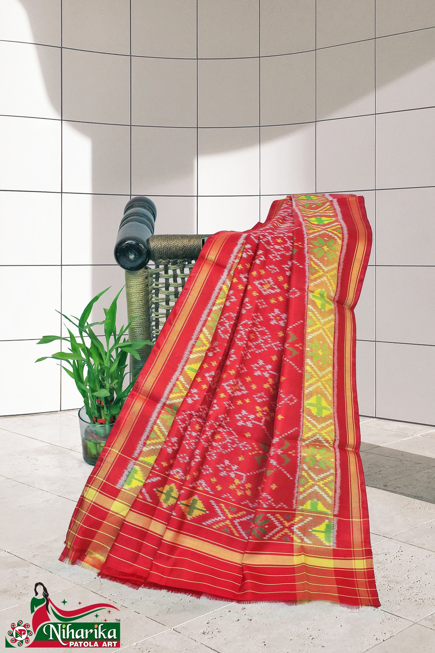 SIPD-NV-R-02 | Navratan Single Ikkat Patola Dupatta