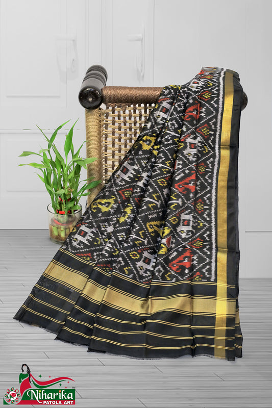 SIPD-NK-Bl-01 | Narikunj Single Ikkat Patola Dupatta