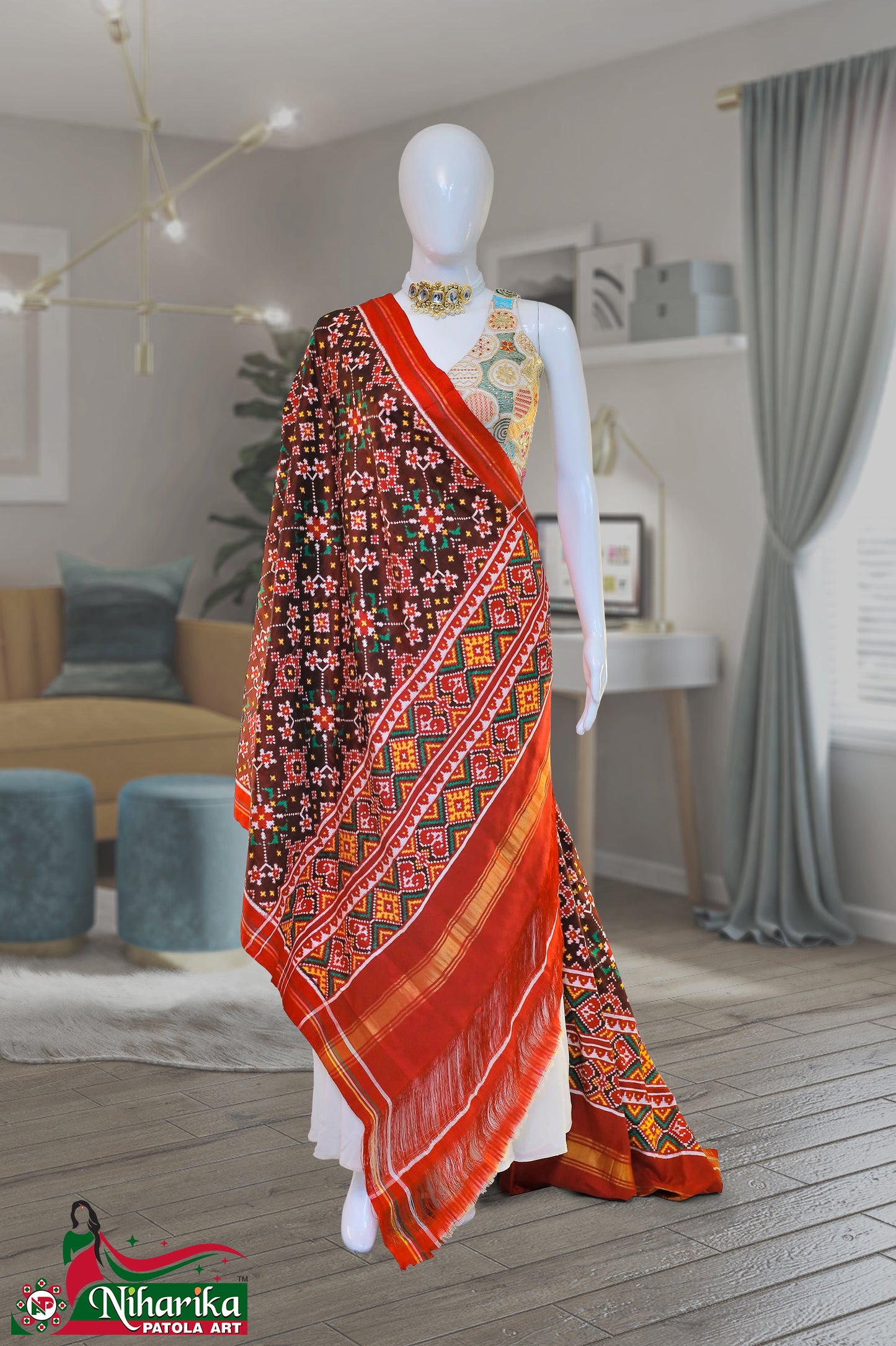 DIPD-NV-03 | Navratan Double Ikkat Patola Dupatta